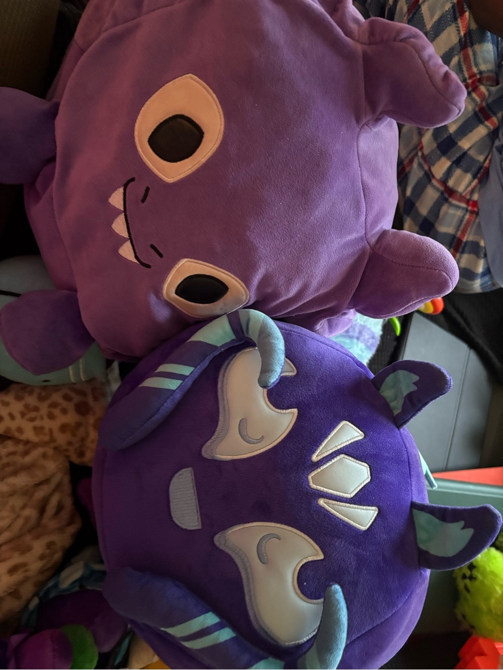 Plush Purple Monster & Cat Duo - Soft Purple Stuffed Animals